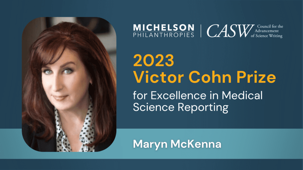 Maryn McKenna, 2023 Victor Cohn Prize