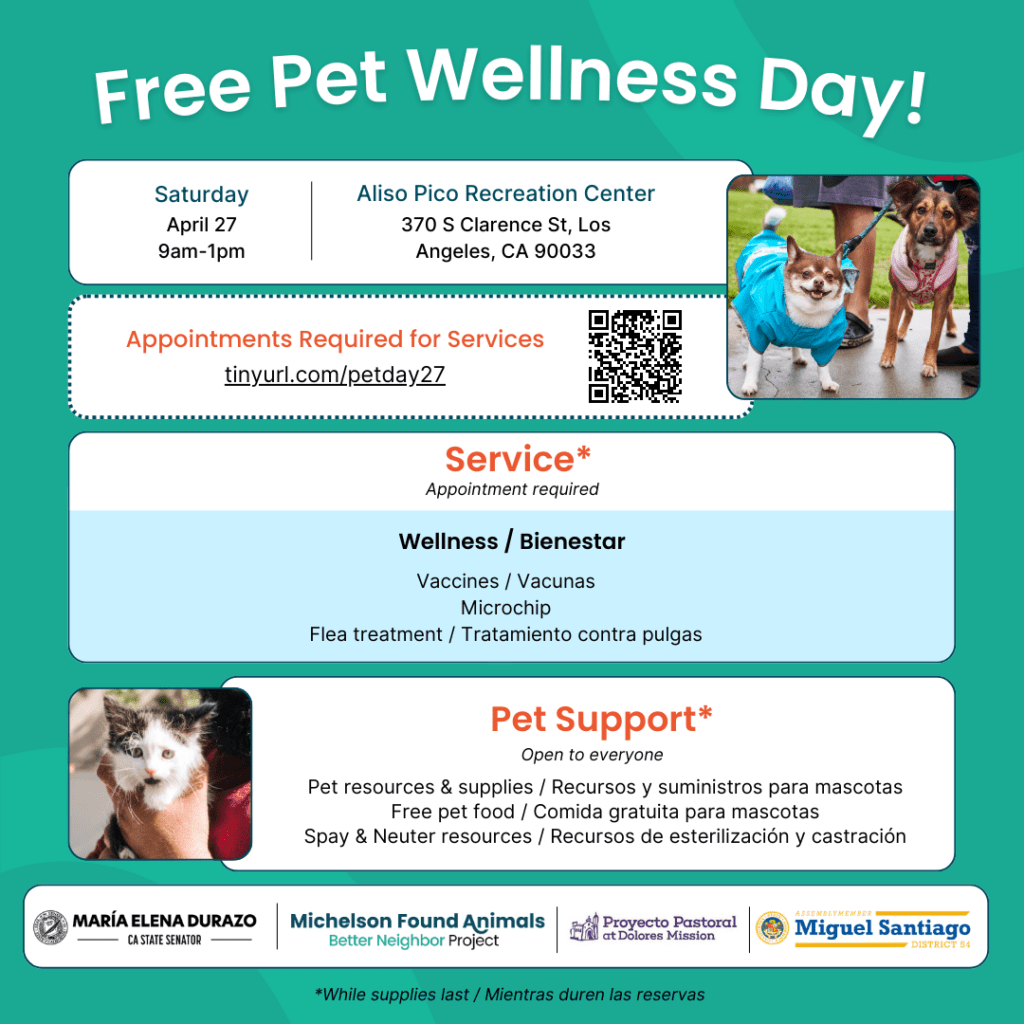Free Pet Wellness Day Aliso Pico Recreation Center